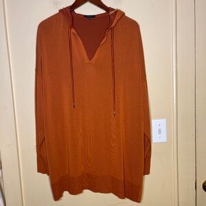 Lafayette 148 New York Rust Orange Hooded Pullover Sweater